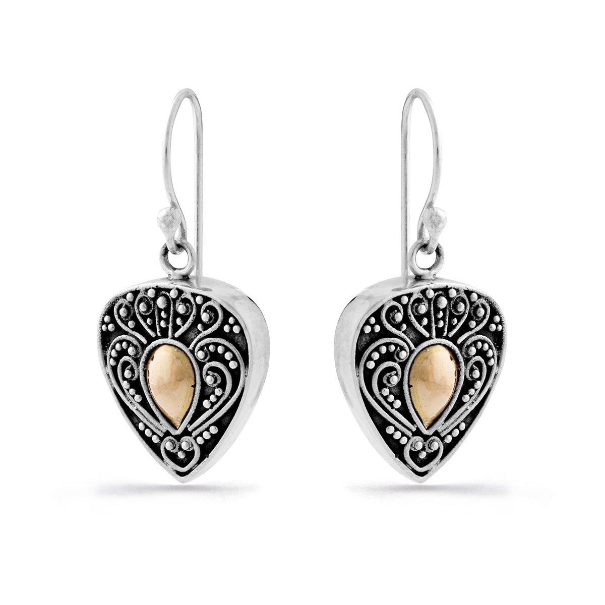 Champak Silver & Gold Earrings by Nusa (Angle View)