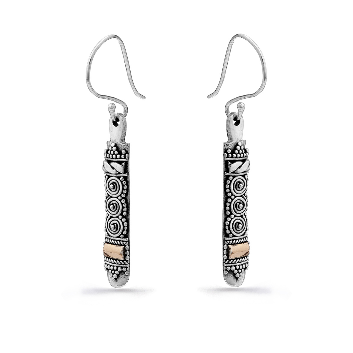 Heliconia Silver & Gold Earrings by Nusa (Angle View)