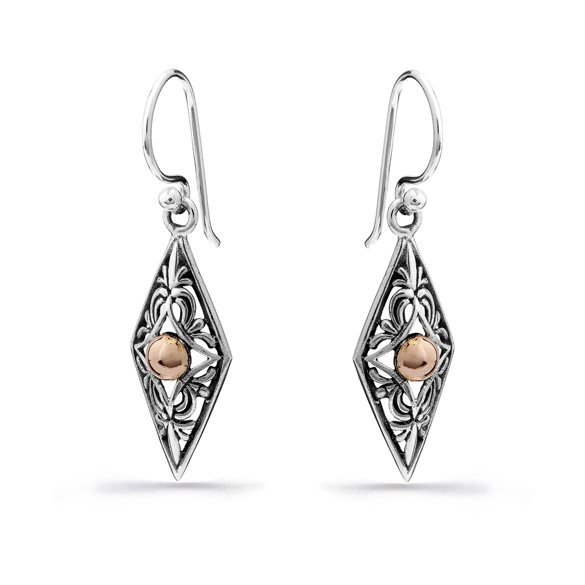 Jepun Silver & Gold Earrings by Nusa (Angle View)