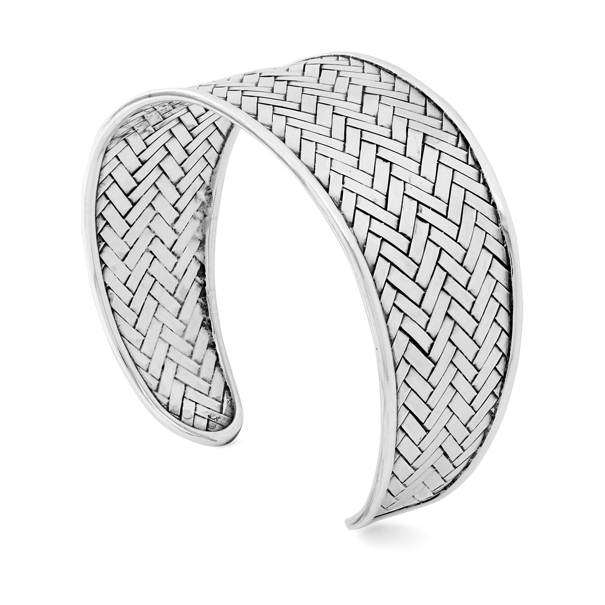 Karma Silver Cuff by Nusa (Angle View)
