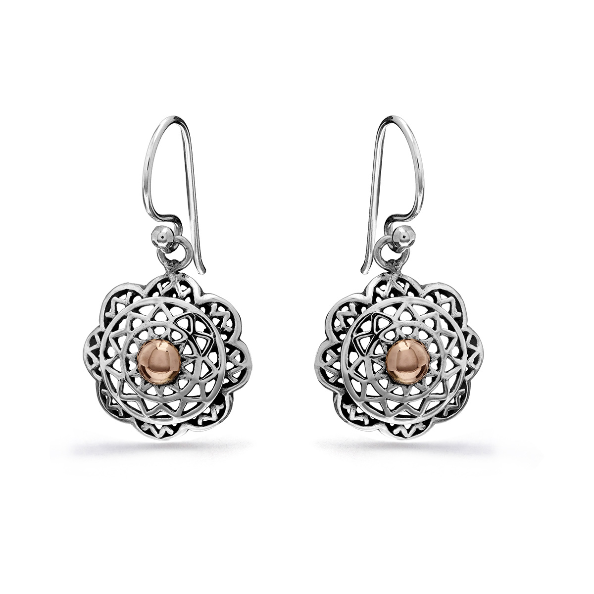 Mitir Silver & Gold Earrings by Nusa (Angle View)