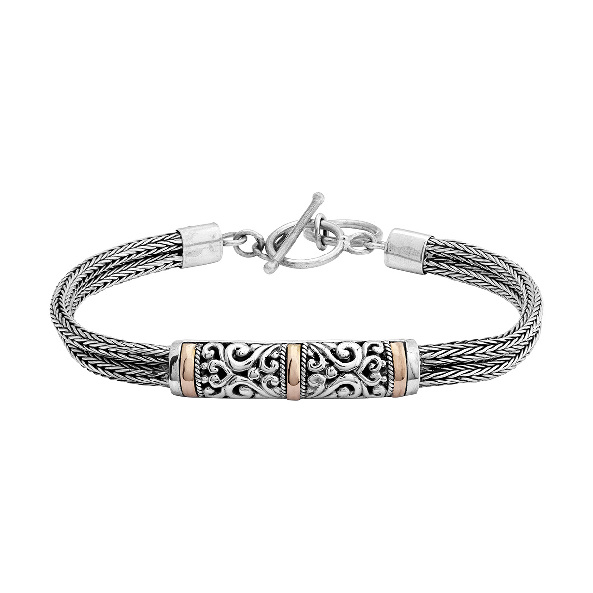 Pulseira de Ouro e Prata Tanjun por Nusa (Vista Frontal)